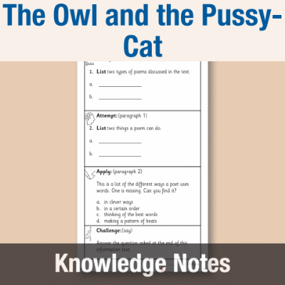 Image of Year 1 Reading (The Owl and the Pussy-Cat) Knowledge Notes KN CUSP Resource