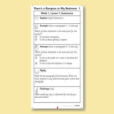 Y1 Reading (There’s a Rangtan in my Bedroom 1) Knowledge Notes KN