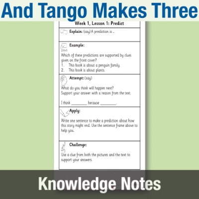 Image of Year 1 Reading (And Tango Makes Three) Knowledge Notes KN CUSP Resource
