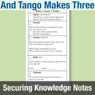Image of Year 1 Reading (And Tango Makes Three) Knowledge Notes SKN CUSP Resource