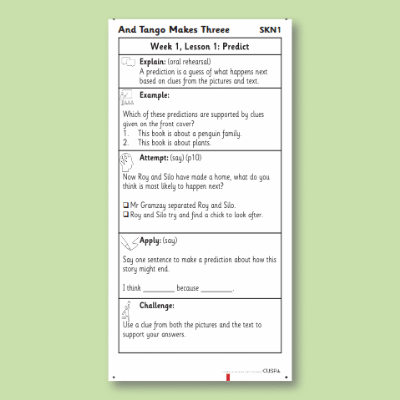 Y1 Reading (And Tango Makes Three) Knowledge Notes SKN