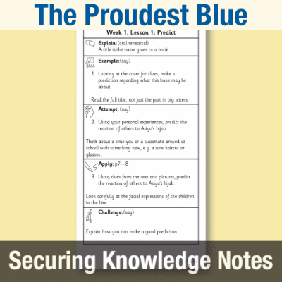 Image of Year 1 Reading (The Proudest Blue) Knowledge Notes SKN CUSP Resource