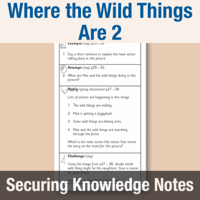 Image of Year 1 Reading (Where the Wild Things Are 2) Knowledge Notes SKN CUSP Resource