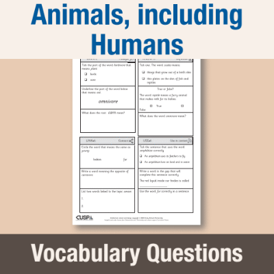 Image of Year 1 Science (Animals, including Humans) Vocabulary Questions VQ CUSP Resource