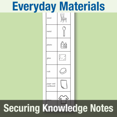 Image of Year 1 Science (Everyday Materials) Knowledge Notes SKN CUSP Resource