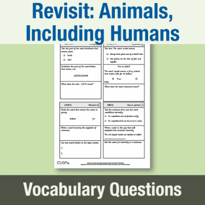 Image of Year 1 Science (Revisit: Animals, Including Humans) Vocabulary Questions VQ CUSP Resource