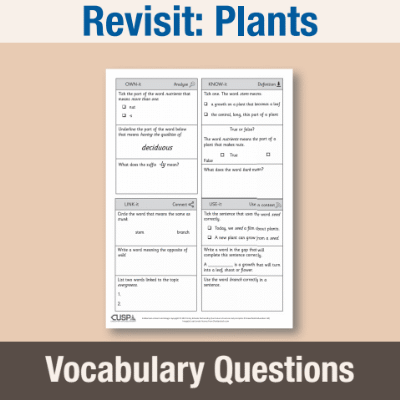 Image of Year 1 Science (Revisit: Plants) 1 Vocabulary Questions VQ CUSP Resource