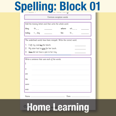 Image of Year 1 Spelling Block 01 Home Learning HL CUSP Resource