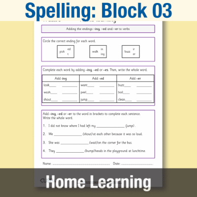 Image of Year 1 Spelling Block 03 Home Learning HL CUSP Resource