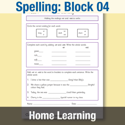 Image of Year 1 Spelling Block 04 Home Learning HL CUSP Resource