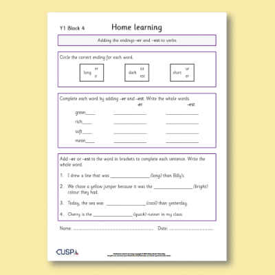 Y1 Spelling Block 04 Home Learning HL