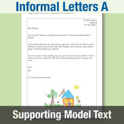 Image of Year 1 Writing A (Informal Letters) Supporting Model Text SMT CUSP Resource