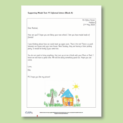 Y1 Writing A (Informal Letters) Supporting Model Text SMT