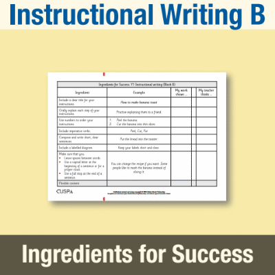 Image of Year 1 Writing B (Instructional Writing) Ingredients for Success IFS CUSP Resource