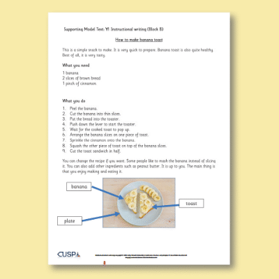 Y1 Writing B (Instructional Writing) Supporting Model Text SMT