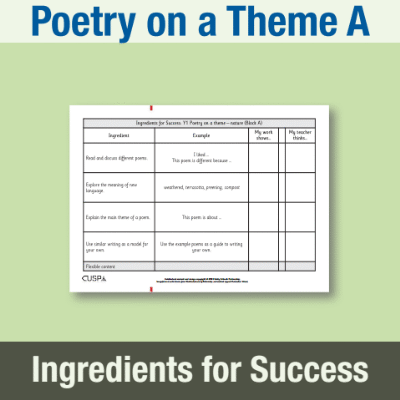 Image of Year 1 Writing A (Poetry on a Theme) Ingredients for Success IFS CUSP Resource
