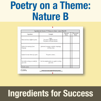 Image of Year 1 Writing B (Poetry on a Theme: Nature) Ingredients for Success IFS CUSP Resource