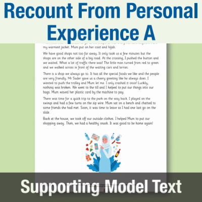Image of Year 1 Writing A (Recount From Personal Experience) Supporting Model Text SMT CUSP Resource