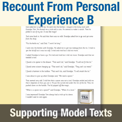 Image of Year 1 Writing B (Recount From Personal Experience) Supporting Model Text SMT CUSP Resource