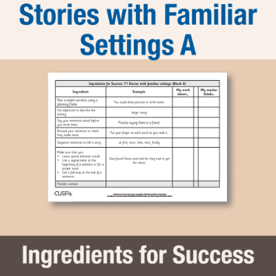 Image of Year 1 Writing A (Stories with Familiar Settings) Ingredients for Success IFS CUSP Resource