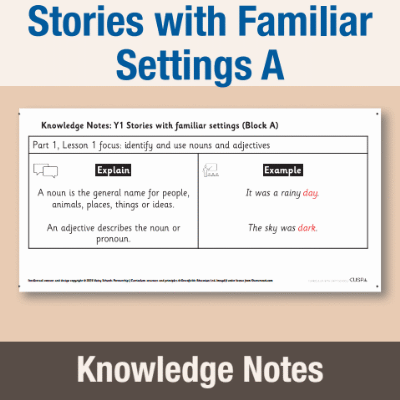 Image of Year 1 Writing A (Stories with Familiar Settings) Knowledge Notes KN CUSP Resource
