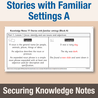 Image of Year 1 Writing A (Stories with Familiar Settings) Knowledge Notes SKN CUSP Resource
