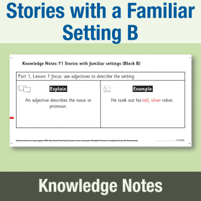 Image of Year 1 Writing B (Stories with a Familiar Setting) Knowledge Notes KN CUSP Resource