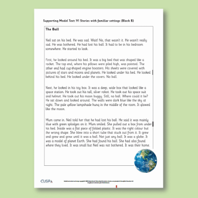 Y1 Writing B (Stories with a Familiar Setting) Supporting Model Text SMT