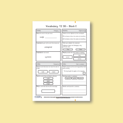 Y2 Art and Design E (3D) Vocabulary Questions VQ
