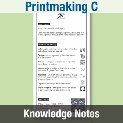 Image of Year 2 Art and Design C (Printmaking) Knowledge Notes KN CUSP Resource