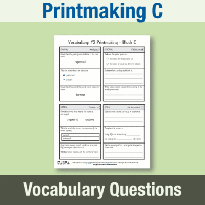 Image of Year 2 Art and Design C (Printmaking) Vocabulary Questions VQ CUSP Resource