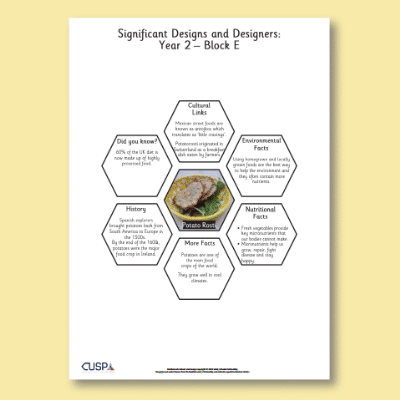 Y2 Design and Technology E (Food and Nutrition) AR1 Significant Designers Hexagon Connections