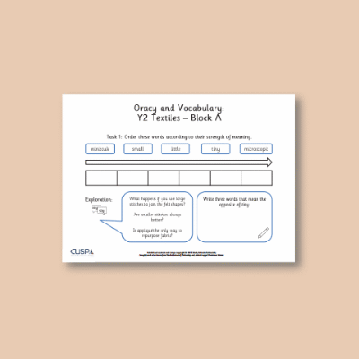 Y2 Design and Technology A (Textiles) Oracy Tasks OT