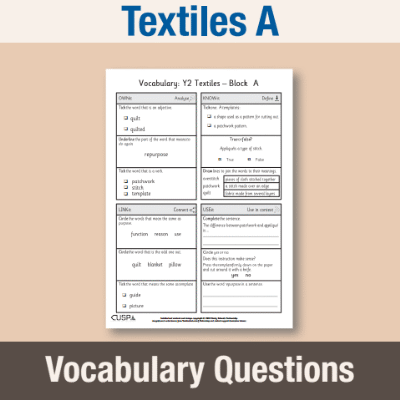 Image of Year 2 Design and Technology A (Textiles) Vocabulary Questions VQ CUSP Resource