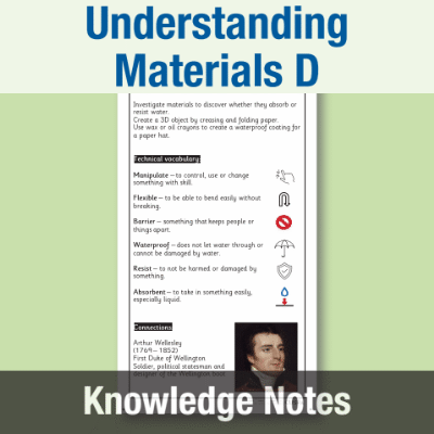 Image of Year 2 Design and Technology D (Understanding Materials) Knowledge Notes KN CUSP Resource