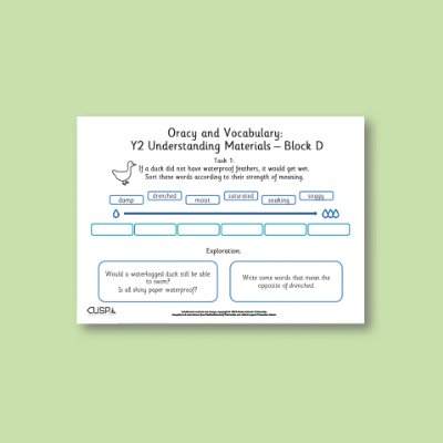 Y2 Design and Technology D (Understanding Materials) Oracy Tasks OT