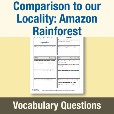 Image of Year 2 Geography (Compare a Different Non-European Location to our Locality - Amazon Rainforest) Vocabulary Questions VQ CUSP Resource