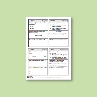 Y2 Geography (Fieldwork and Map Skills) Vocabulary Questions VQ