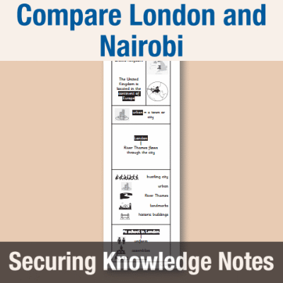 Image of Year 2 Geography (Compare a small part of the UK to a non-European location - London and Nairobi) Knowledge Notes SKN CUSP Resource