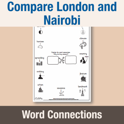 Image of Year 2 Geography (Compare a small part of the UK to a non-European location - London and Nairobi) Word Connections WC CUSP Resource