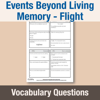 Image of Year 2 History (Events Beyond Living Memory - Flight) Vocabulary Questions VQ CUSP Resource