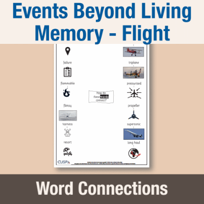 Image of Year 2 History (Events Beyond Living Memory - Flight) Word Connections WC CUSP Resource
