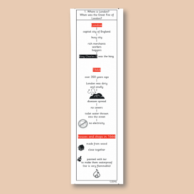 Y2 History (Events Beyond Living Memory - Great Fire of London) Knowledge Notes SKN