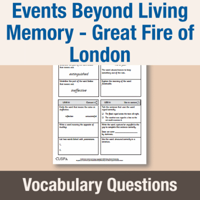 Image of Year 2 History (Events Beyond Living Memory - Great Fire of London) Vocabulary Questions VQ CUSP Resource