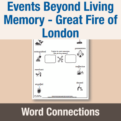 Image of Year 2 History (Events Beyond Living Memory - Great Fire of London) Word Connections WC CUSP Resource