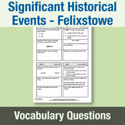 Image of Year 2 History (Significant Historical Events, People, Places: Felixstowe) Vocabulary Questions VQ CUSP Resource