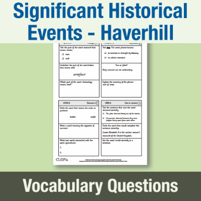 Image of Year 2 History (Significant Historical Events, People, Places: Haverhill) Vocabulary Questions VQ CUSP Resource