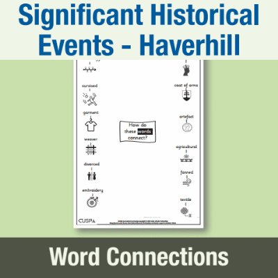 Image of Year 2 History (Significant Historical Events, People, Places: Haverhill) Word Connections WC CUSP Resource