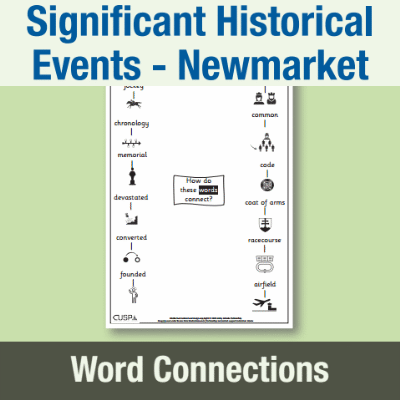 Image of Year 2 History (Significant Historical Events, People, Places: Newmarket) Word Connections WC CUSP Resource