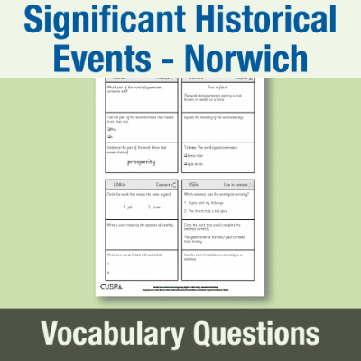 Image of Year 2 History (Significant Historical Events, People, Places: Norwich) Vocabulary Questions VQ CUSP Resource